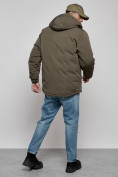 Оптом Куртка мужская зимняя с капюшоном молодежная цвета хаки 88917Kh в Екатеринбурге, фото 4