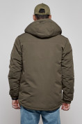 Оптом Куртка мужская зимняя с капюшоном молодежная цвета хаки 88917Kh в Екатеринбурге, фото 7