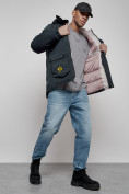 Оптом Куртка мужская зимняя с капюшоном молодежная темно-синего цвета 88917TS в Екатеринбурге, фото 18
