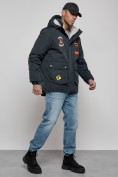 Оптом Куртка мужская зимняя с капюшоном молодежная темно-синего цвета 88917TS в Екатеринбурге, фото 3