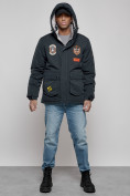 Оптом Куртка мужская зимняя с капюшоном молодежная темно-синего цвета 88917TS в Екатеринбурге, фото 5