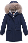 Оптом Куртка парка зимняя подростковая для мальчика темно-синего цвета 8936TS в Казани