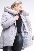 Оптом Куртка зимняя женская молодежная батал серого цвета 90-911_46Sr в Перми, фото 2