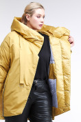 Оптом Куртка зимняя женская молодежная батал желтого цвета 90-911_56J, фото 7