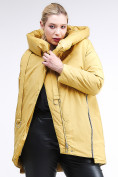 Оптом Куртка зимняя женская молодежная батал желтого цвета 90-911_56J в Сочи, фото 3