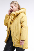 Оптом Куртка зимняя женская молодежная батал желтого цвета 90-911_56J, фото 4