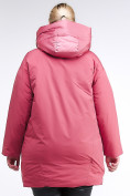 Оптом Куртка зимняя женская молодежная батал персикового цвета 90-911_75P в Перми, фото 5