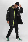 Оптом Спортивная молодежная куртка удлиненная мужская черного цвета 90006Ch в Екатеринбурге, фото 14