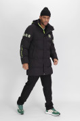 Оптом Спортивная молодежная куртка удлиненная мужская черного цвета 90006Ch в Казани, фото 3