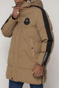 Оптом Спортивная молодежная куртка удлиненная мужская бежевого цвета 90008B в Екатеринбурге, фото 9