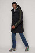 Оптом Спортивная молодежная куртка удлиненная мужская черного цвета 90008Ch в Казани, фото 3