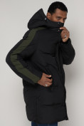 Оптом Спортивная молодежная куртка удлиненная мужская черного цвета 90008Ch в Казани, фото 8