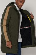 Оптом Спортивная молодежная куртка удлиненная мужская цвета хаки 90008Kh в Казани, фото 12