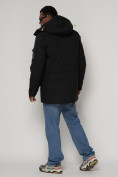 Оптом Парка спортивная зимняя мужская с капюшоном   черного цвета 90015Ch в Казани, фото 4