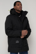 Оптом Спортивная молодежная куртка удлиненная мужская черного цвета 90016Ch в Екатеринбурге, фото 8