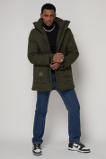 Оптом Спортивная молодежная куртка удлиненная мужская цвета хаки 90016Kh в Екатеринбурге, фото 8