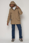 Оптом Спортивная молодежная куртка удлиненная мужская бежевого цвета 90017B в Казани, фото 6