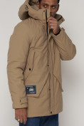 Оптом Спортивная молодежная куртка удлиненная мужская бежевого цвета 90017B в Екатеринбурге, фото 12