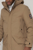 Оптом Спортивная молодежная куртка удлиненная мужская бежевого цвета 90017B в Екатеринбурге, фото 13