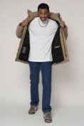 Оптом Спортивная молодежная куртка удлиненная мужская бежевого цвета 90017B в Казани, фото 15