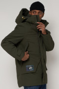 Оптом Спортивная молодежная куртка удлиненная мужская цвета хаки 90017Kh в Казани, фото 12