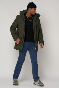 Оптом Спортивная молодежная куртка удлиненная мужская цвета хаки 90017Kh в Казани, фото 3
