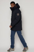 Оптом Спортивная молодежная куртка удлиненная мужская темно-синего цвета 90017TS в Екатеринбурге, фото 2