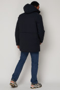 Оптом Спортивная молодежная куртка удлиненная мужская темно-синего цвета 90017TS в Екатеринбурге, фото 4