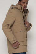 Оптом Спортивная молодежная куртка удлиненная мужская бежевого цвета 90020B в Екатеринбурге, фото 12