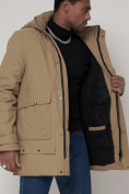 Оптом Спортивная молодежная куртка удлиненная мужская бежевого цвета 90020B в Екатеринбурге, фото 16