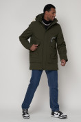 Оптом Спортивная молодежная куртка удлиненная мужская цвета хаки 90020Kh в Казани, фото 3