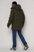 Оптом Спортивная молодежная куртка удлиненная мужская цвета хаки 90020Kh в Казани, фото 5