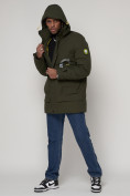 Оптом Спортивная молодежная куртка удлиненная мужская цвета хаки 90020Kh в Екатеринбурге, фото 6