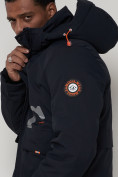 Оптом Спортивная молодежная куртка удлиненная мужская темно-синего цвета 90020TS в Казани, фото 10