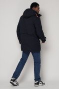 Оптом Спортивная молодежная куртка удлиненная мужская темно-синего цвета 90020TS в Екатеринбурге, фото 4