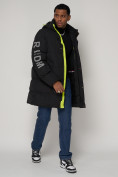 Оптом Спортивная молодежная куртка удлиненная мужская черного цвета 9005Ch в Екатеринбурге, фото 11