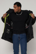 Оптом Спортивная молодежная куртка удлиненная мужская черного цвета 9005Ch в Екатеринбурге, фото 12