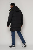 Оптом Спортивная молодежная куртка удлиненная мужская черного цвета 9005Ch в Казани, фото 4