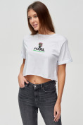 Оптом Топ футболка женская белого цвета 9008Bl в Казани, фото 4