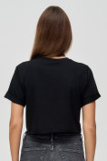 Оптом Топ футболка женская черного цвета 9008Ch в Казани, фото 3