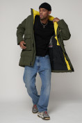 Оптом Спортивная молодежная куртка удлиненная мужская цвета хаки 9009Kh в Казани, фото 13