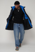 Оптом Спортивная молодежная куртка удлиненная мужская темно-синего цвета 9009TS в Казани, фото 8