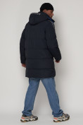 Оптом Спортивная молодежная куртка удлиненная мужская темно-синего цвета 9009TS в Казани, фото 5