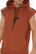 Оптом Костюм шорты и футболка оверсайз коричневого цвета 9163K в Казани, фото 10