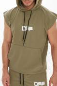 Оптом Костюм шорты и футболка оверсайз хаки цвета 9163Kh в Перми, фото 9