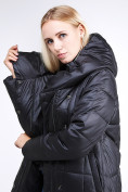 Оптом Куртка зимняя женская молодежная стеганная черного цвета 9163_01Ch в Перми, фото 7