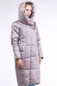 Оптом Куртка зимняя женская молодежная стеганная бежевого цвета 9163_12B в Сочи, фото 5