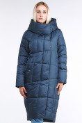 Оптом Куртка зимняя женская молодежная стеганная темно-синий цвета 9163_20TS в Омске, фото 2