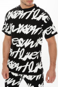 Оптом Костюм штаны и футболка с надписями черного цвета 9177Ch в Казани, фото 7