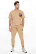 Оптом Костюм джоггеры с футболкой бежевого цвета 9181B в Перми